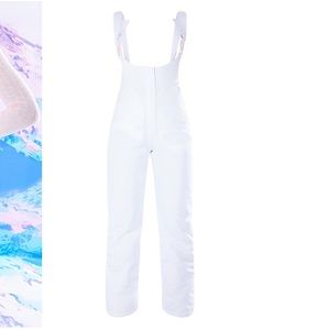 Ski Pastel Pink Tape White Overall Salopettes